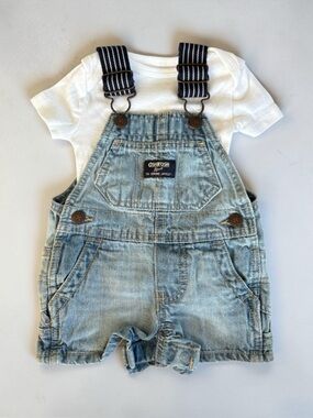 OshKosh Overalls and Onesie Summer Set - Baby Outfit - Size 0-3m